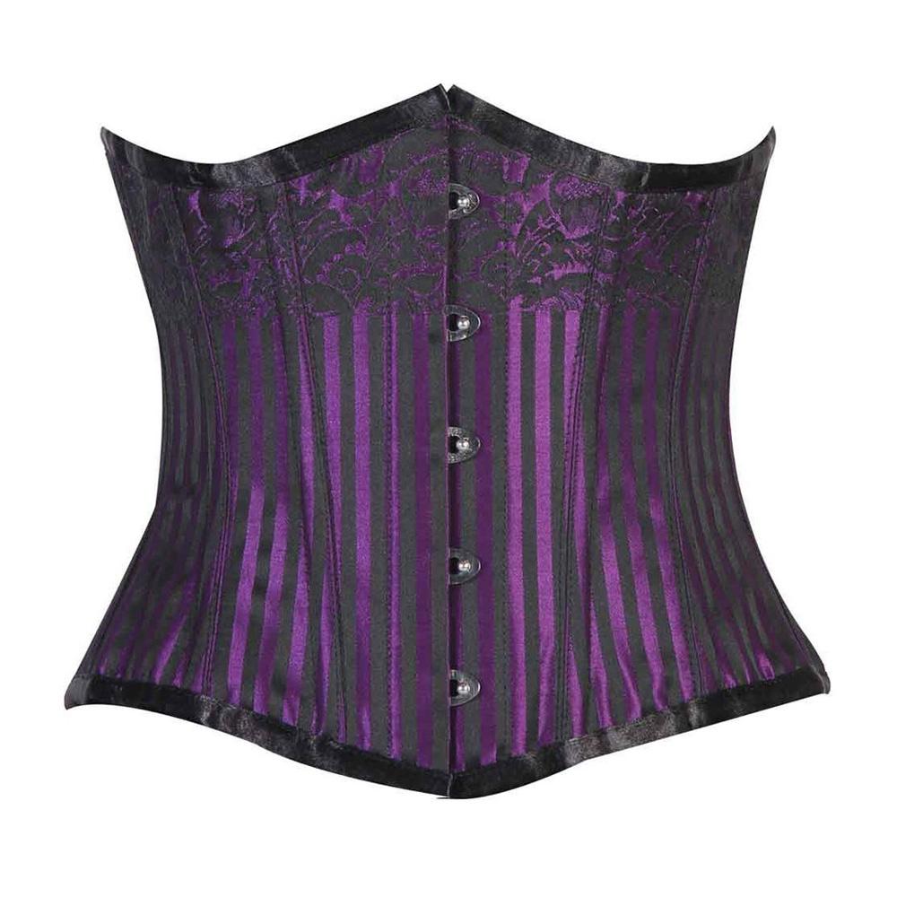 Everlee Underbust Corset- Purple Stripe Brocade Corset Dress Plus